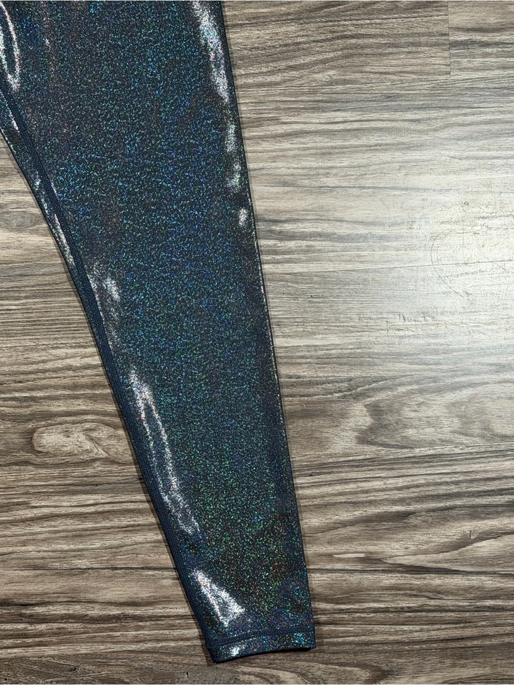 LOVE HER Black Pearl Metallic Shimmer Holographic 7/8 High Waist Legging M - Picture 7 of 12